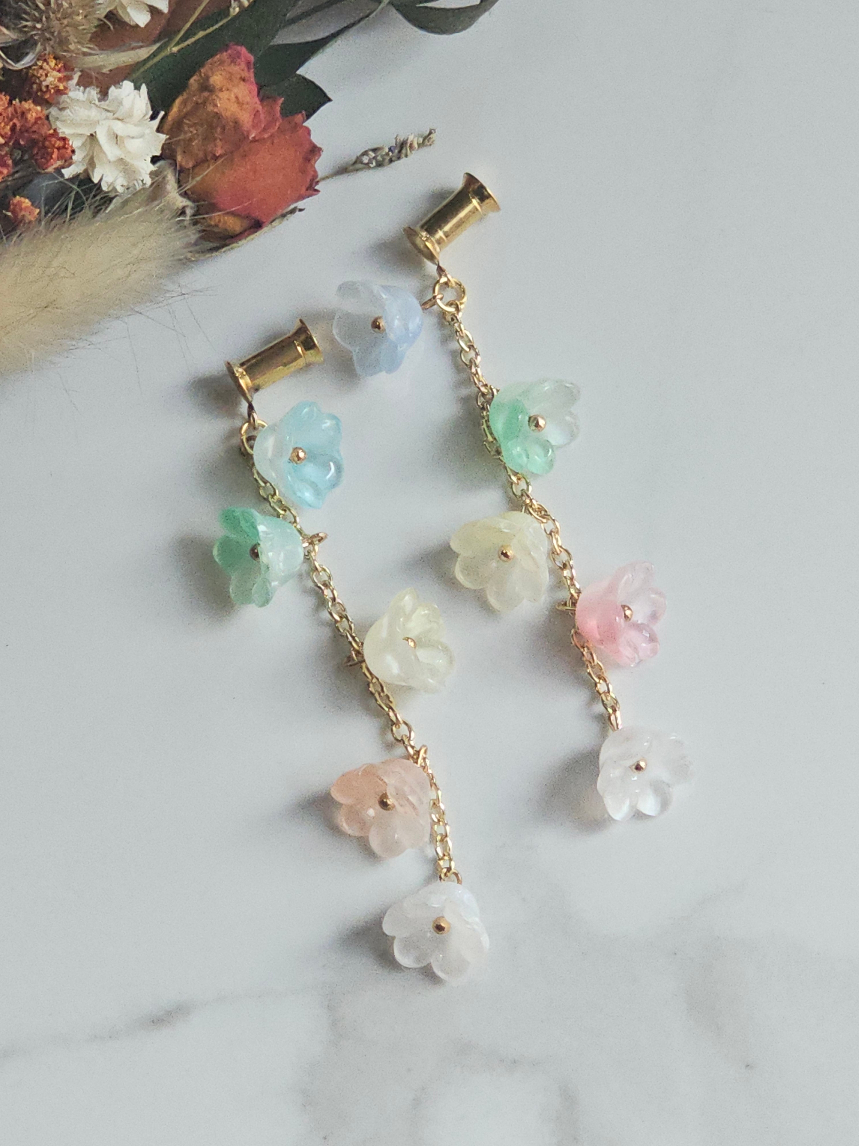 Multicolored Floral Dangle Gauges