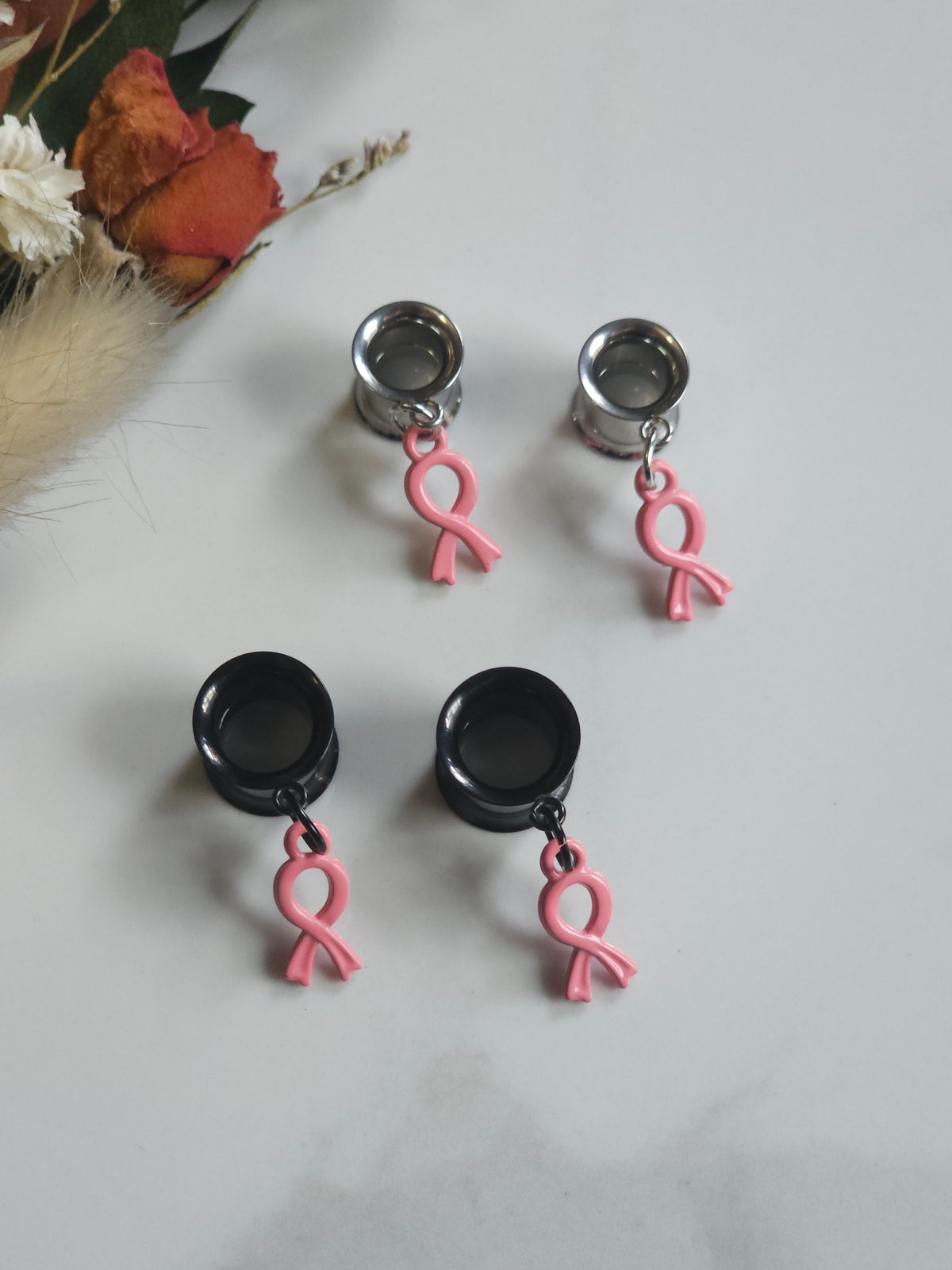 Mini Breast Cancer Awareness dangle gauges