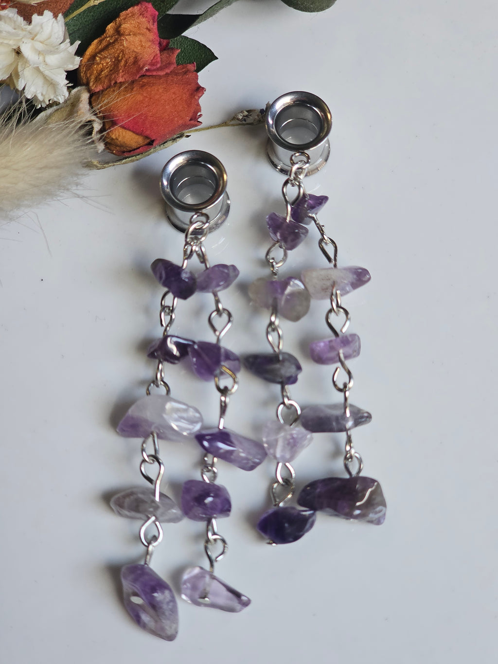 Amethyst Crystal Dangle Gauges