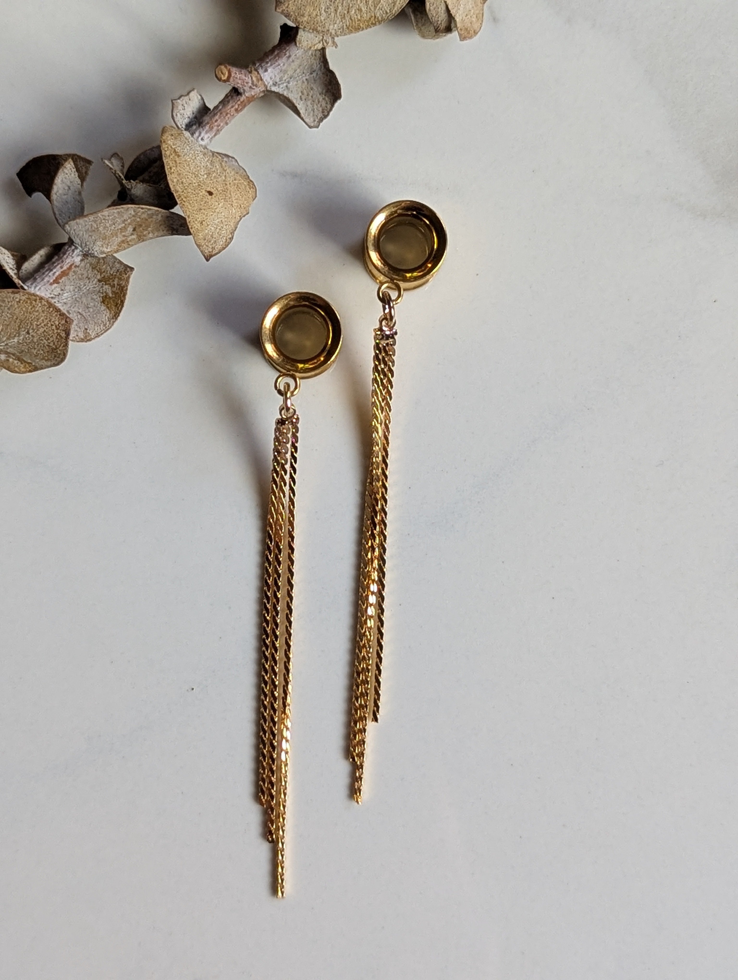 Short Gold Tassel dangle gauges