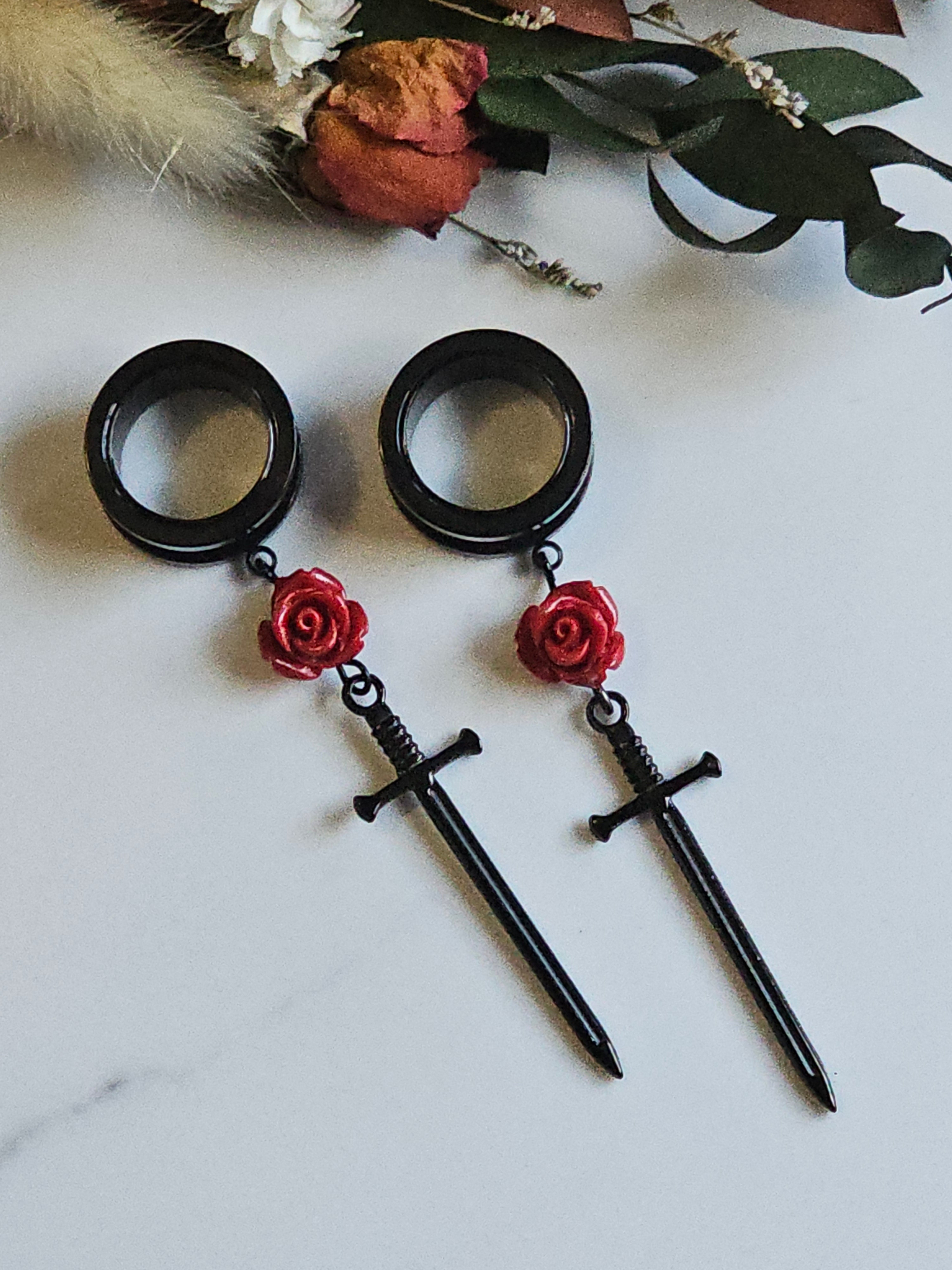 Rose Black sword dangle gauges