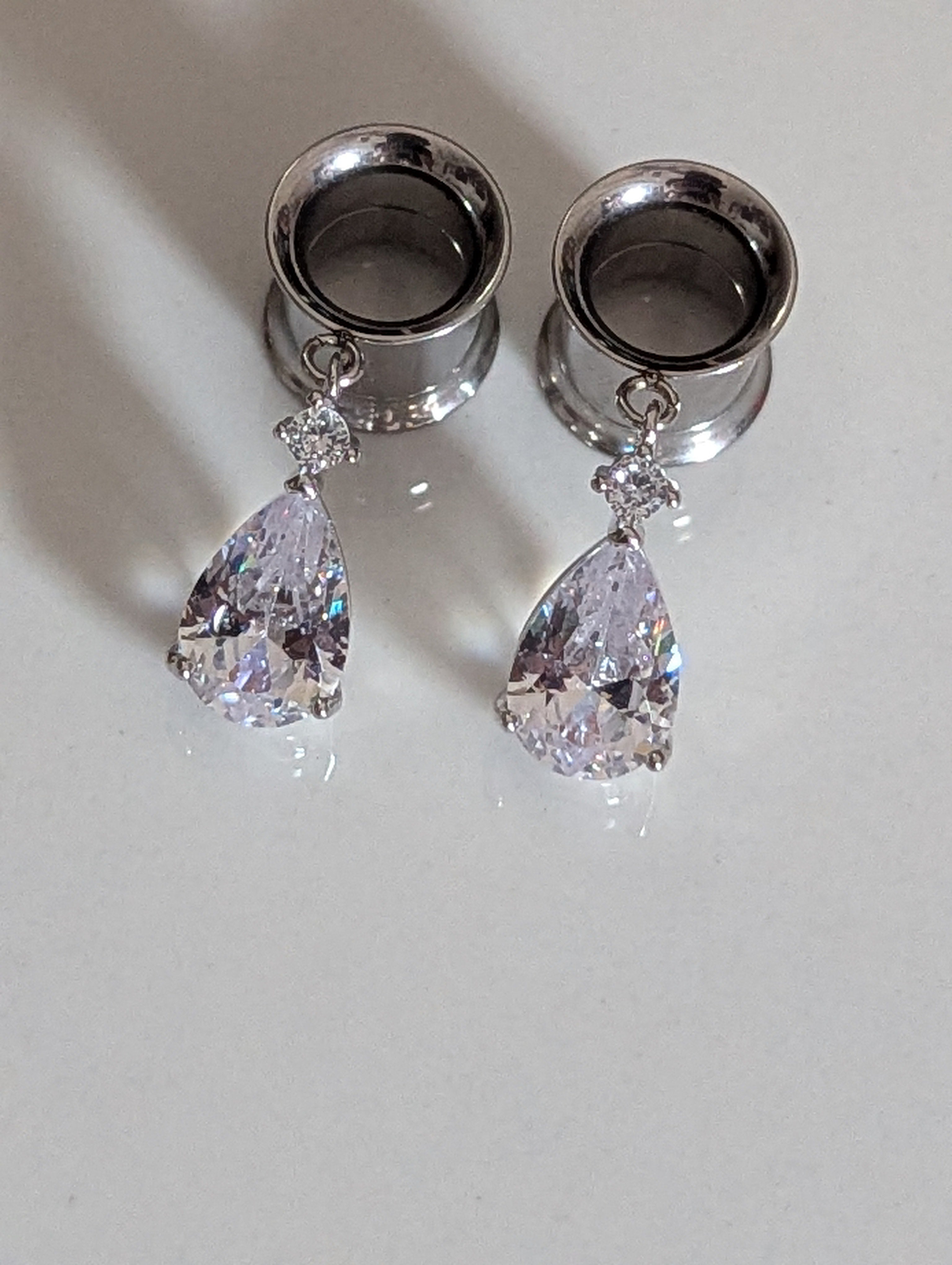 Crystal drop bridal dangle gauges