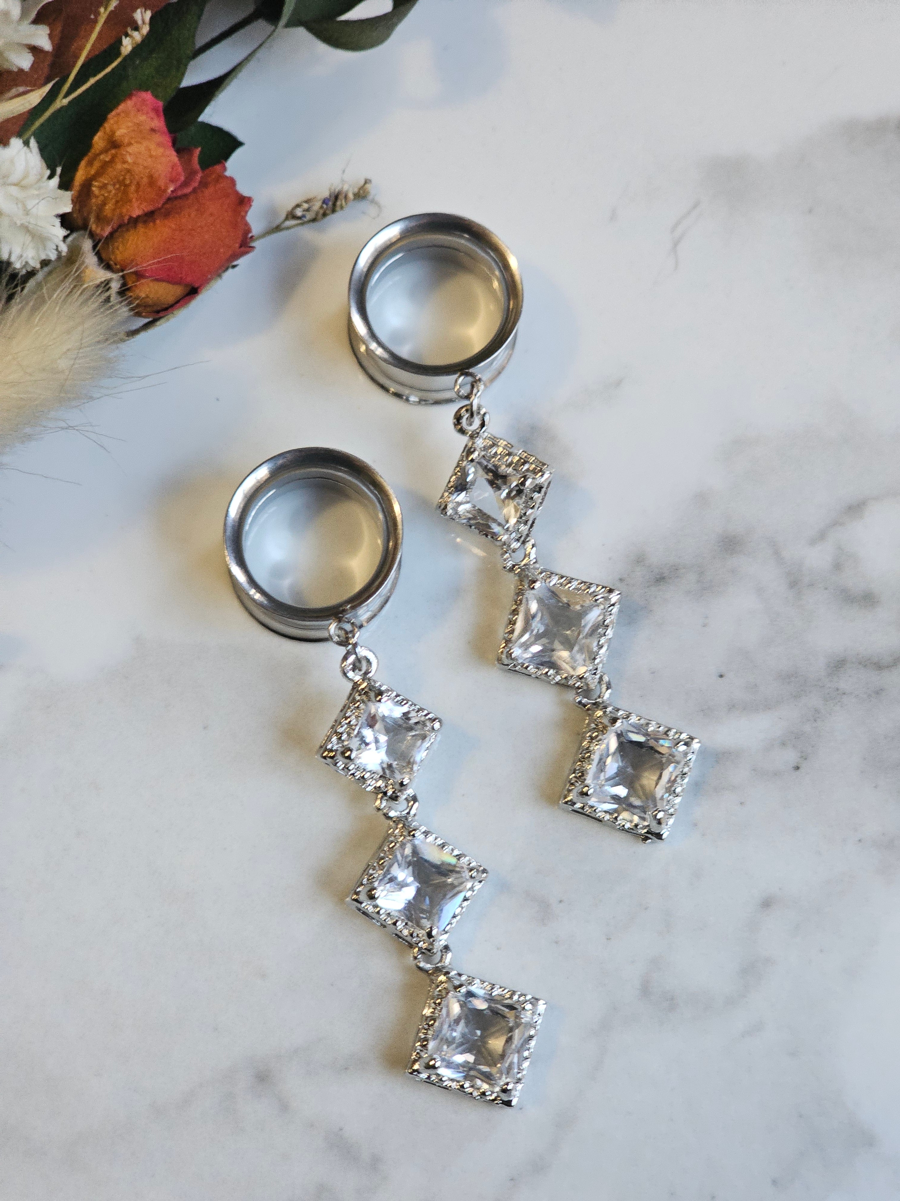 Fashion Crystal dangle Gauges