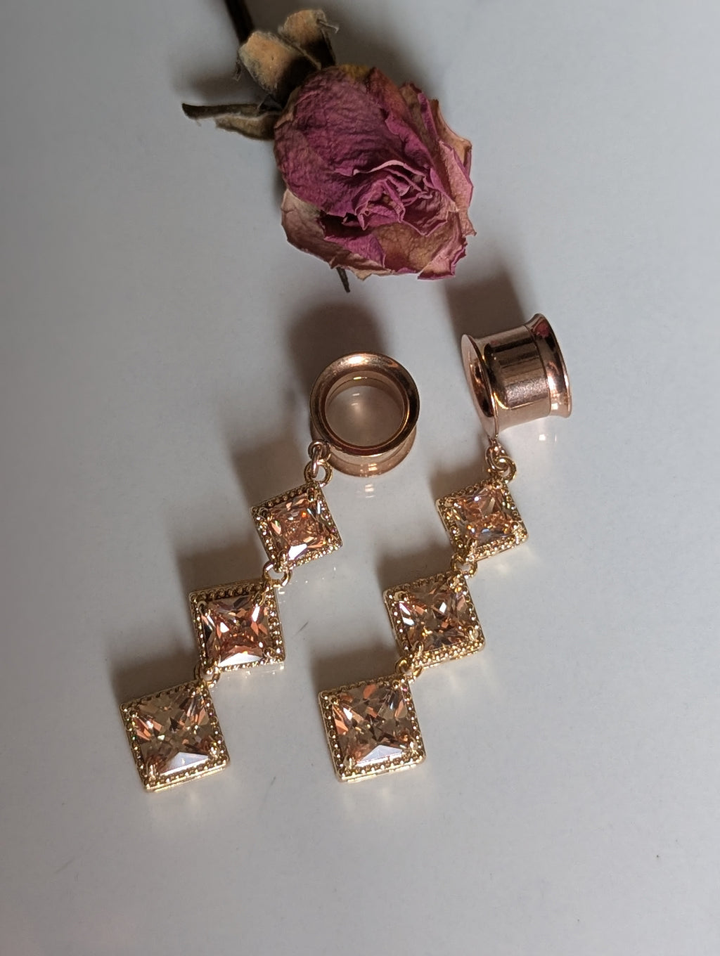 Rose Gold Champagne dangle gauges