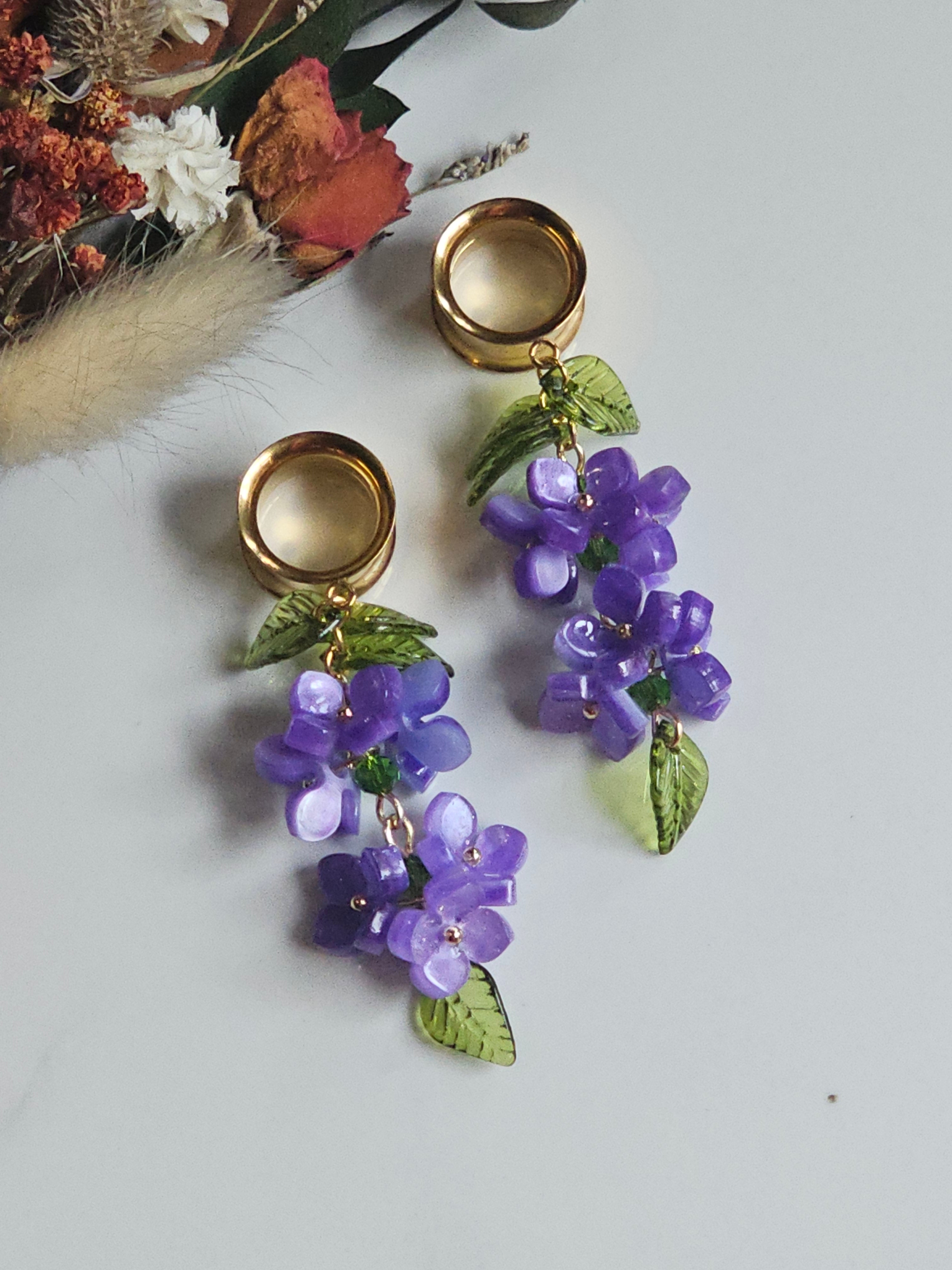 Purple Hydrangea Dangle Gauges