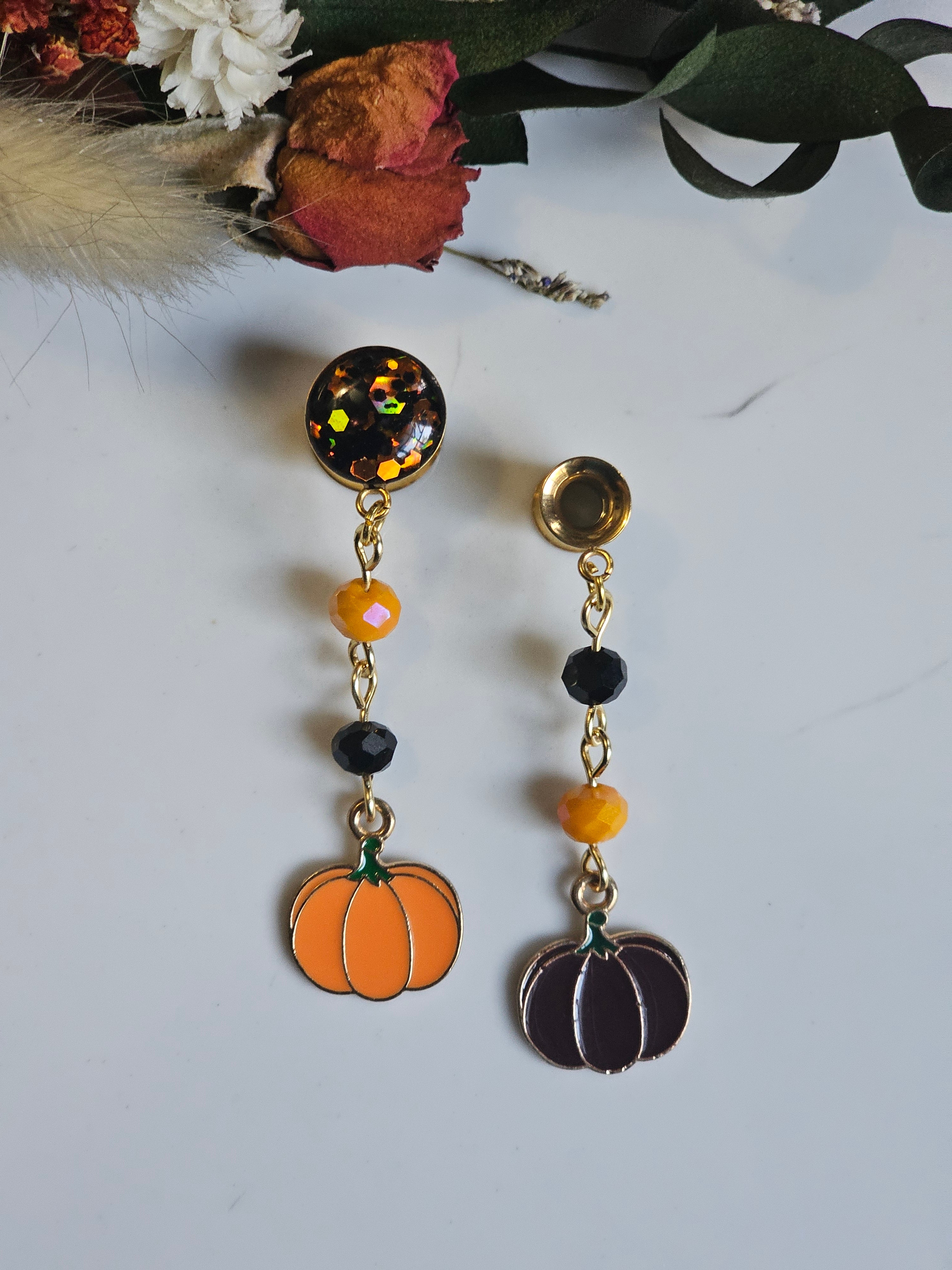 Pumpkin Halloween dangle gauges
