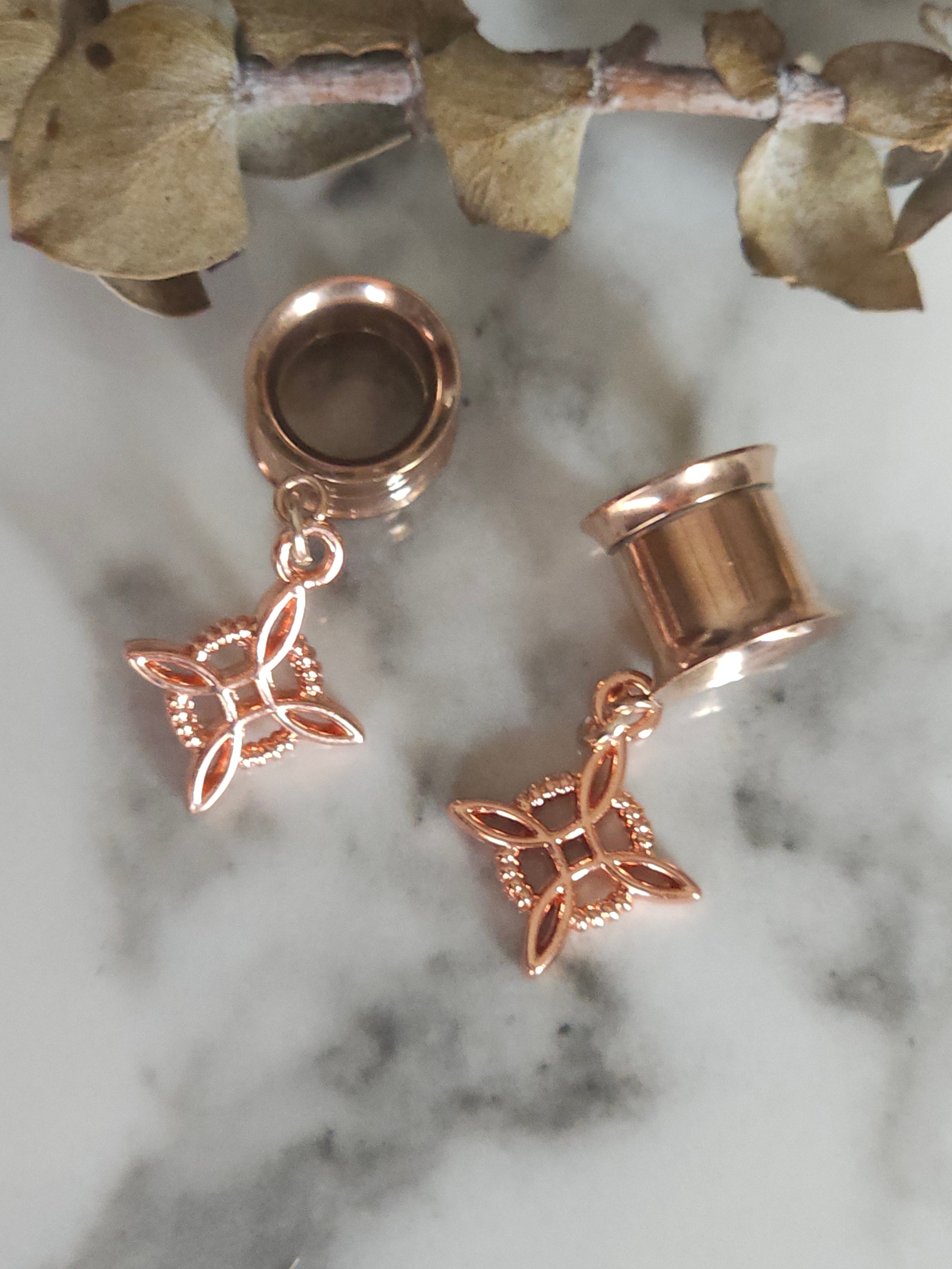 Rose Gold Witch's knot dangle gauges