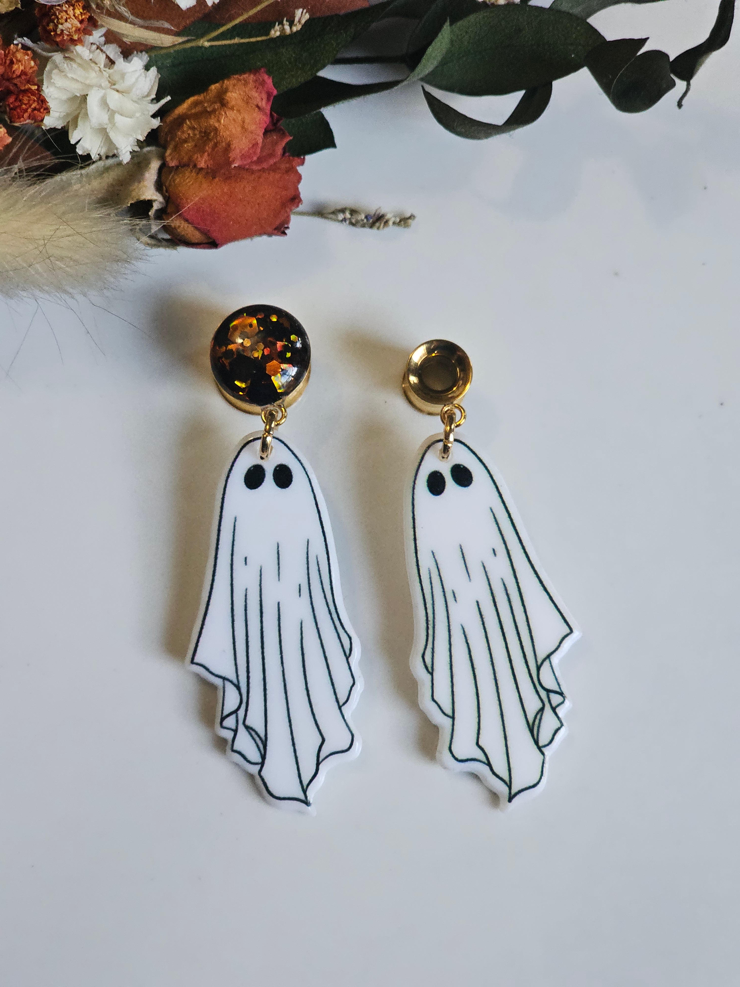 Ghost Halloween dangle gauges