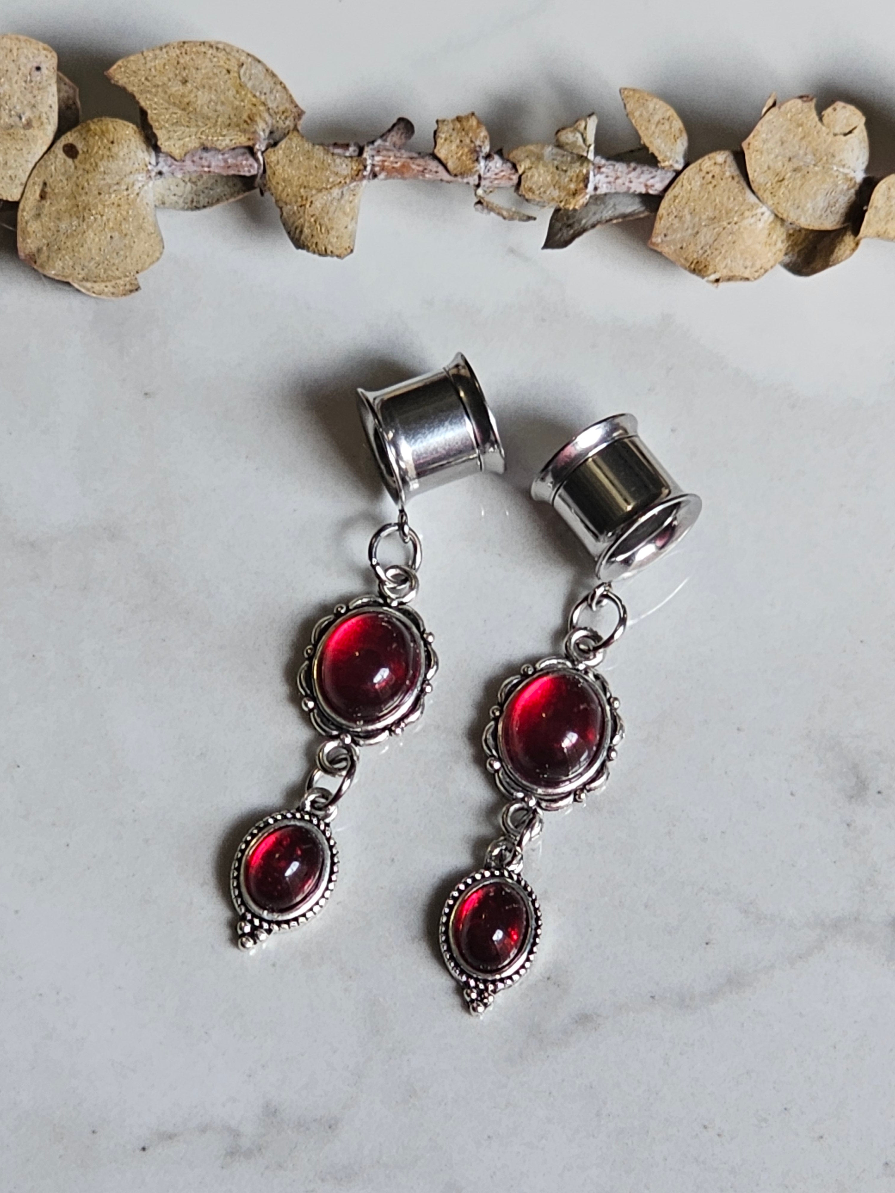 Red Goth Dangle Gauges