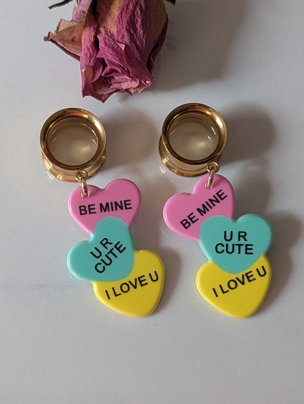 Candy heart dangle gauges