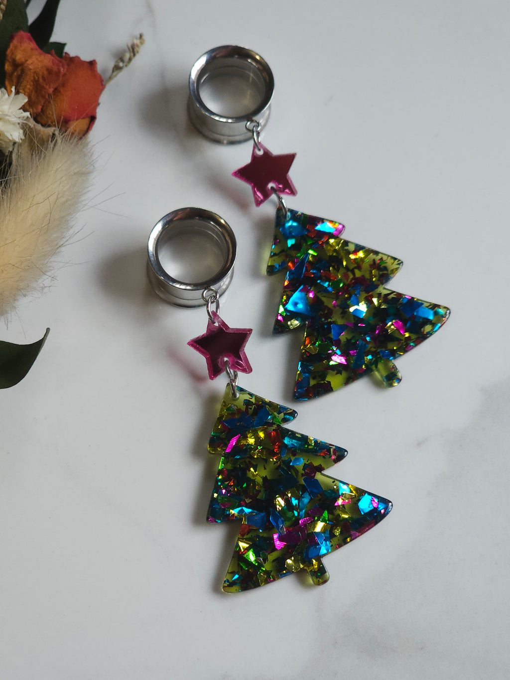 Sparkle Christmas tree dangle gauges