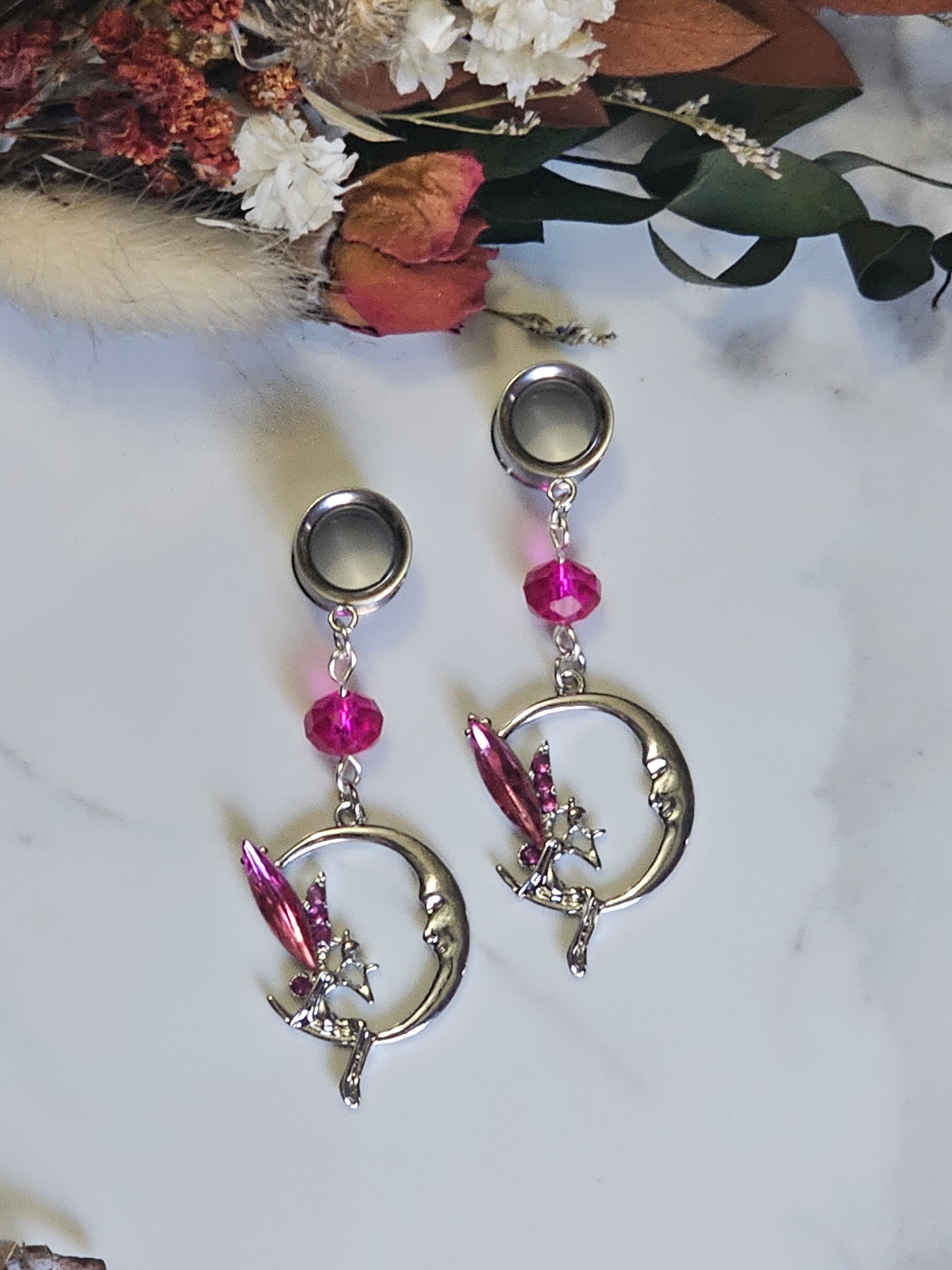 Pink fairy dangle gauges