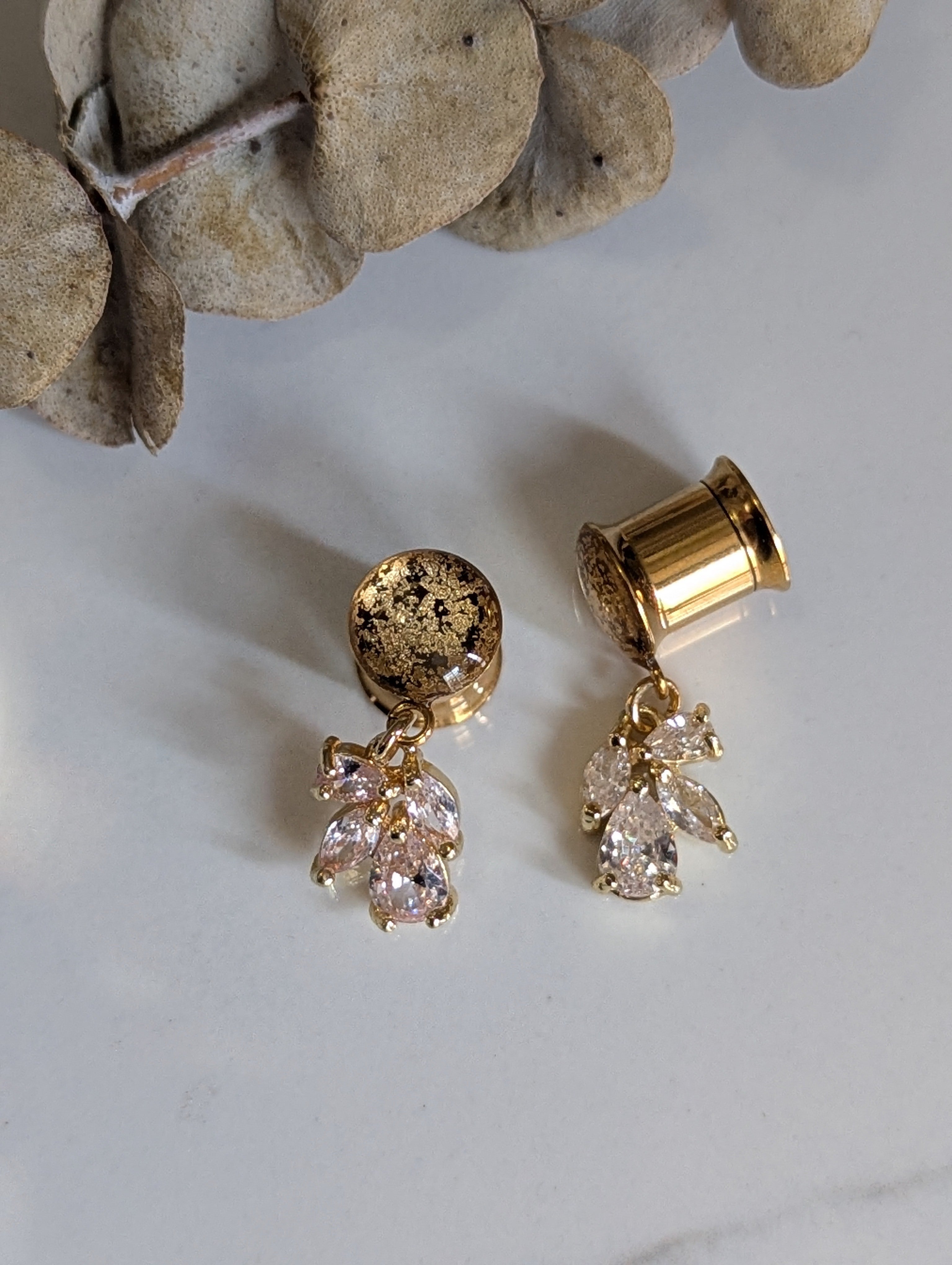 Dainty bridal dangle gauges