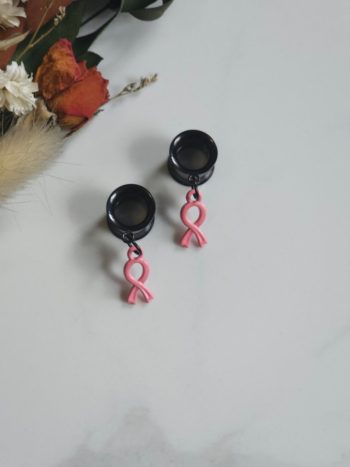 Mini Breast Cancer Awareness dangle gauges