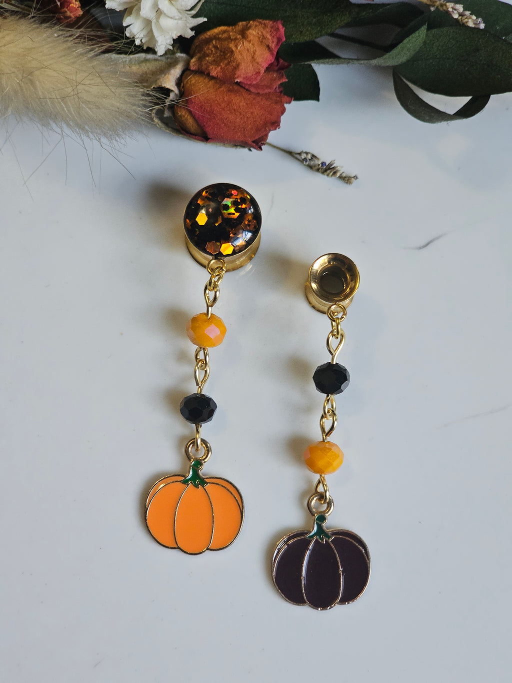 Pumpkin Halloween dangle gauges